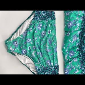 NWOT Lands end tankini top & bottoms aqua/blue